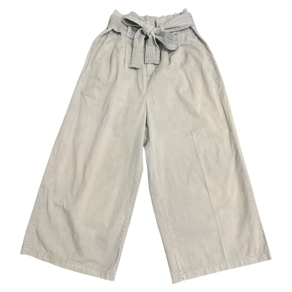 American Eagle Khaki Paperbag Waist Wide Leg Ankle Pants Size 8 🌿✨